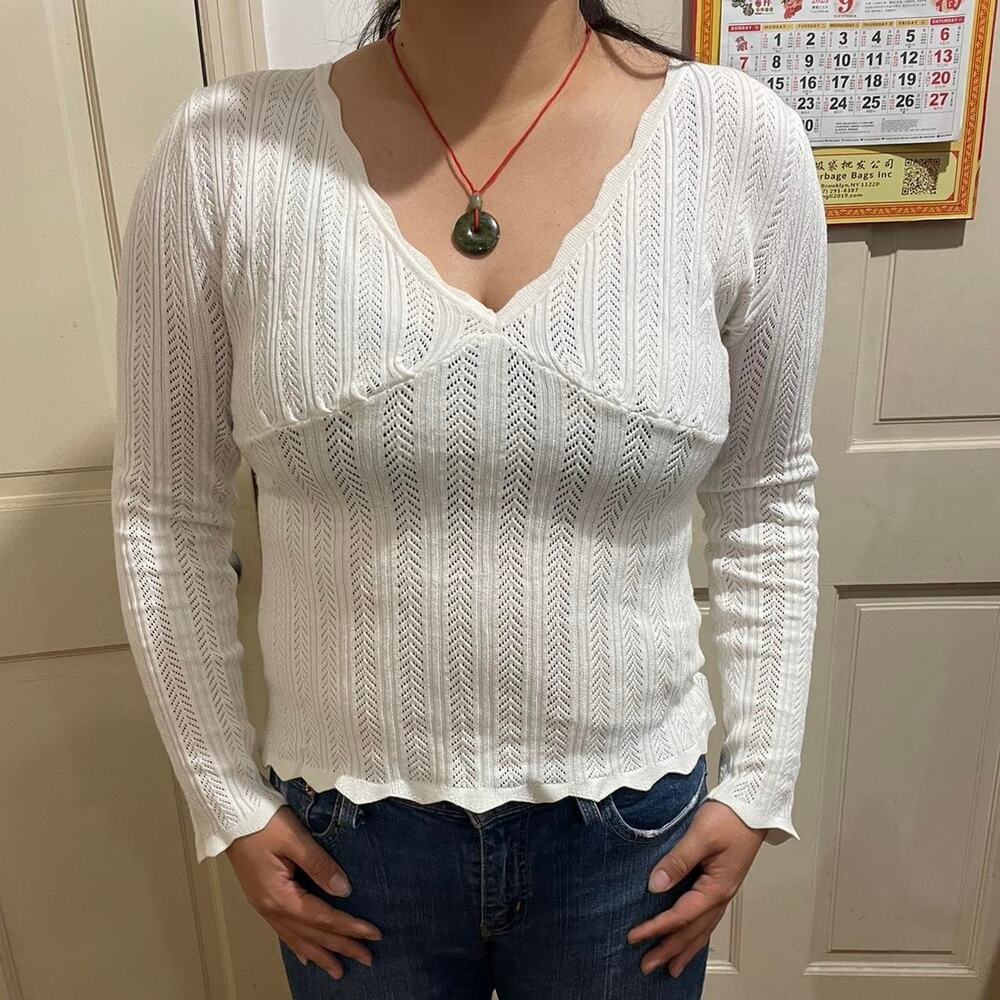 White long sleeve top